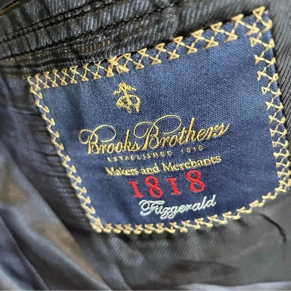 Brooks Brothers Saxxon 1818 100% wool navy striped sport coat blazer - Picture 4 of 9